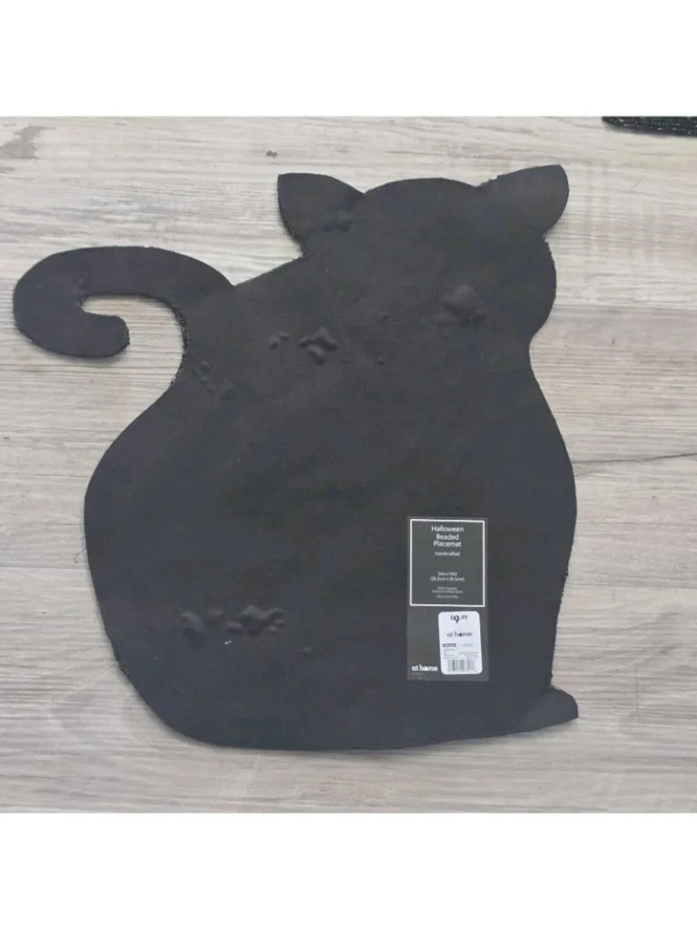 4 Halloween Beaded Black Cat Purple Eyes Placemat Charger 14” X 14” NEW